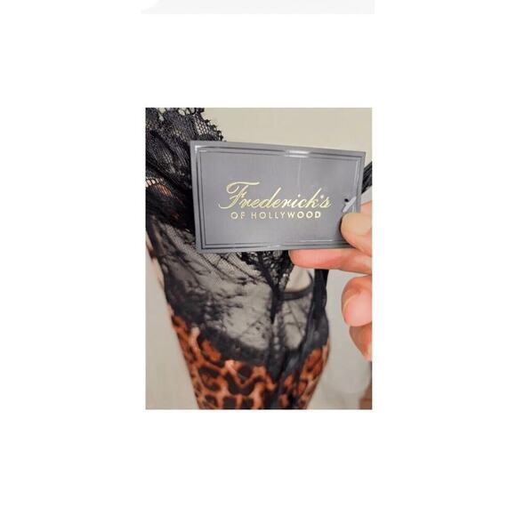 Frederick's of Hollywood Sz S Rosalina Rose Leopard Slit Nightgown Thong Set NWT - Picture 6 of 7